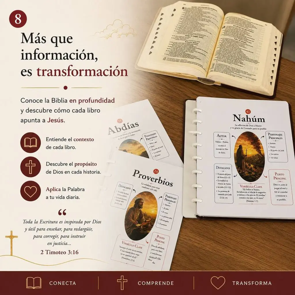 Vista del PDF en tablet con línea de tiempo bíblica