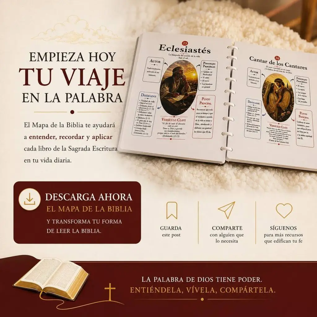 PDF leído en smartphone con Biblia y rosario al fondo